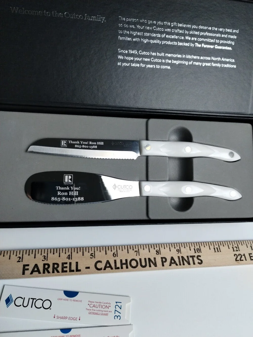 CUTCO Club Mates Spatula Spreader 1768 Trimmer 3721 ENGRAVED White Pearl Handles